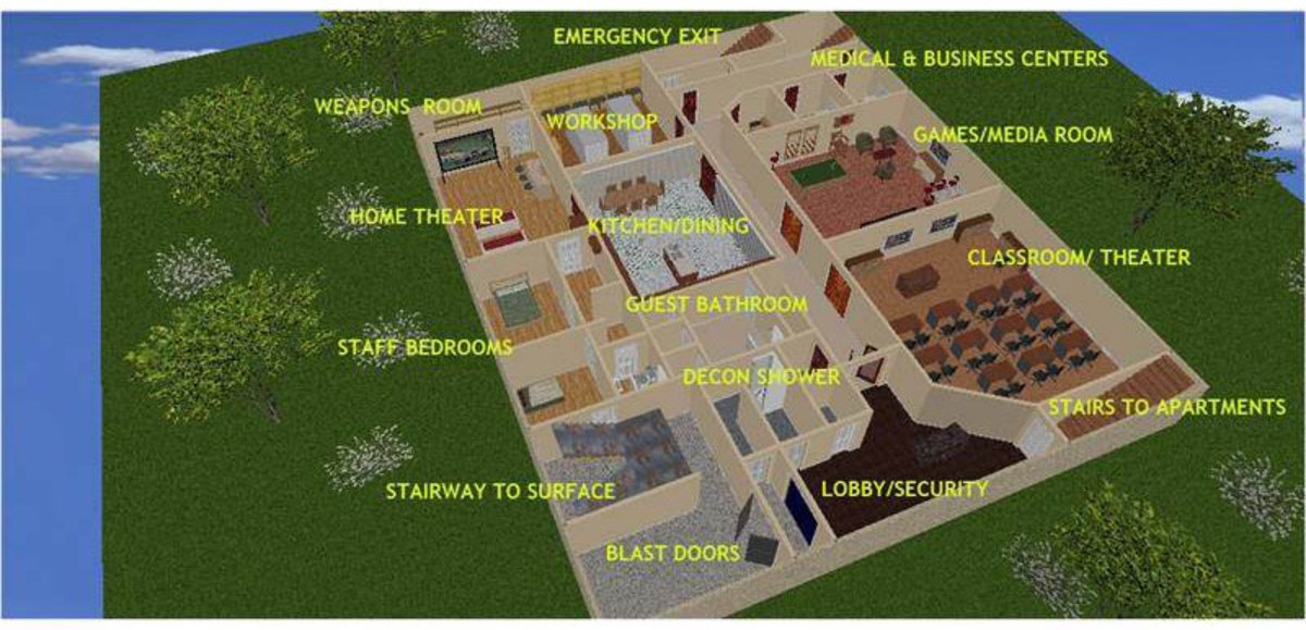 A layout of the bunker's first floor.