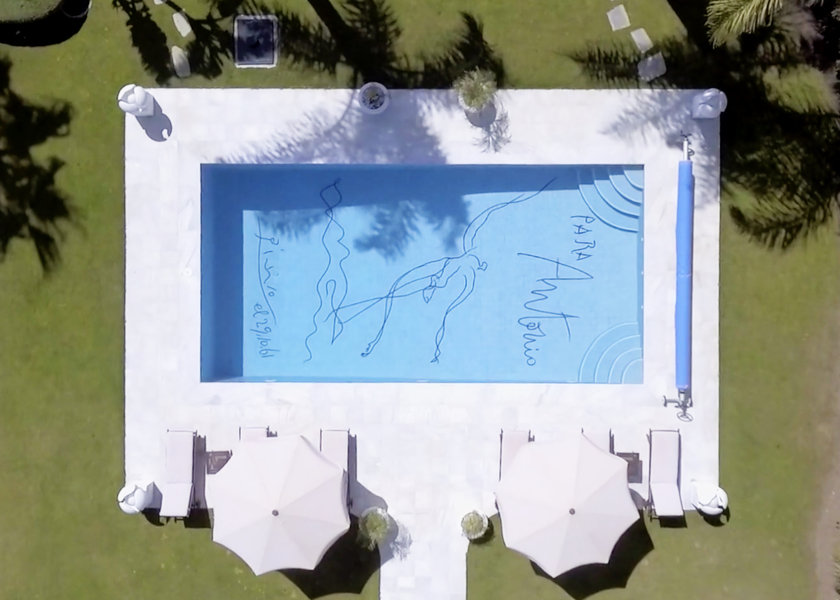 Pablo Picasso signed the bottom of the pool in 1961.